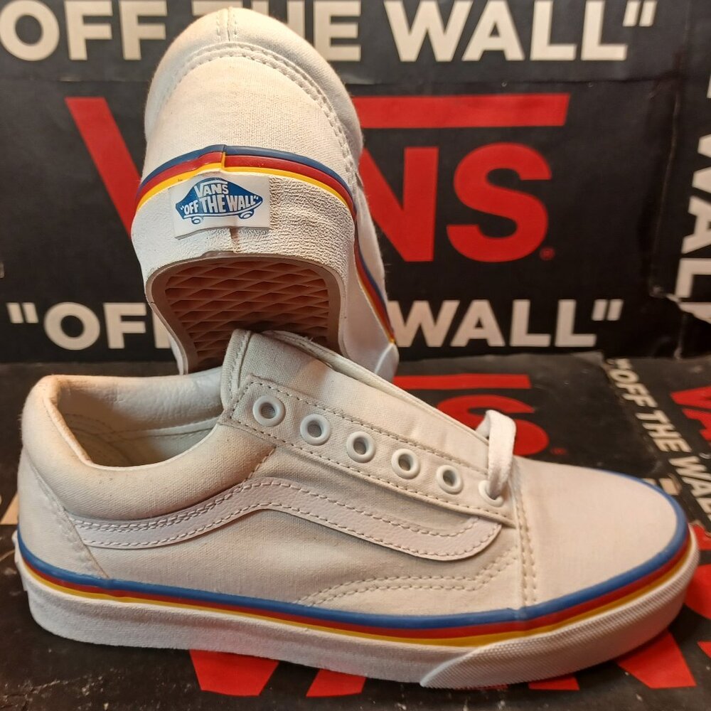 Vans Men's 4/Women's 5.5 Old Skool Rainbow Foxing/White Canvas VN0A38G1MWF